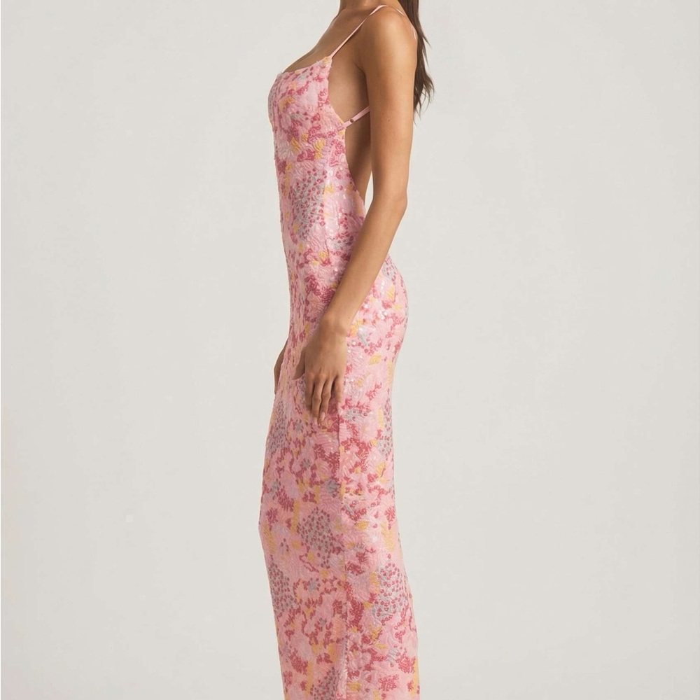 Oh Polly Pink Floral Sequin Maxi Dress - Picture 5 of 8